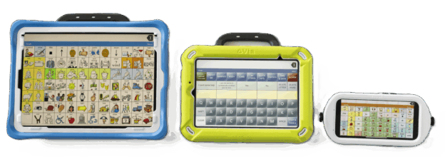 Cropped image of three different sized Via devices in a horizontal line, starting largest on the left to smallest on the right